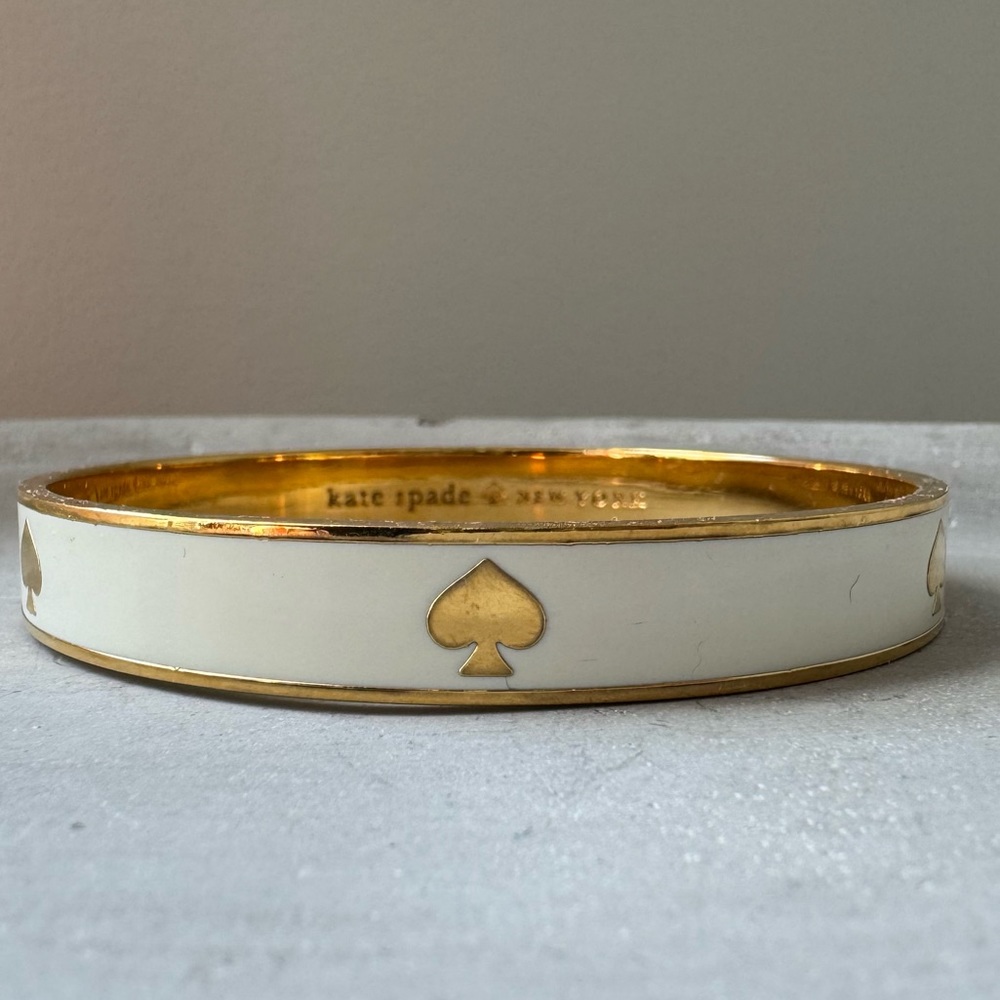 kate spade | White Enamel and Gold Spade Bangle